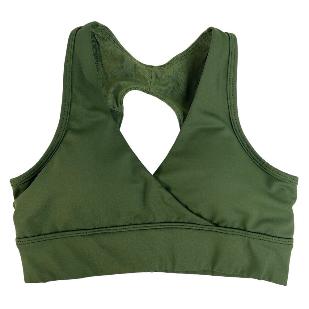 Titan Small Sports‎ Bra Medium Support Open Back Removable Padding Green Stretch